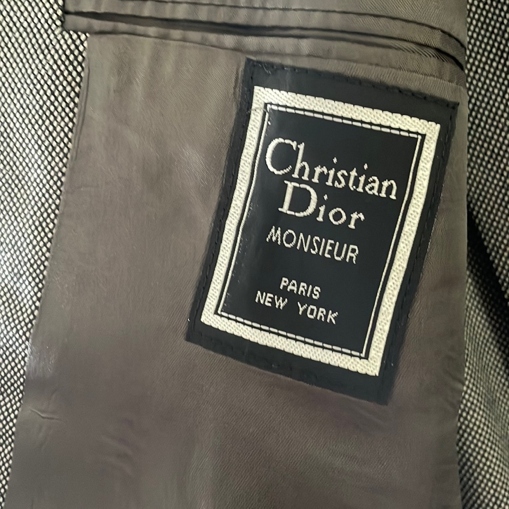 Vintage Christian Dior Monsieur grey suit and pants. Grey with white dots.